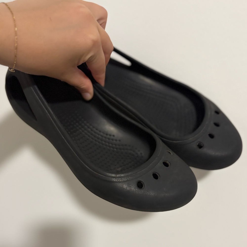 Crocs Kadee Ballet Flats Black Rubber Slip-On Round Toe Women's‎ Size 5